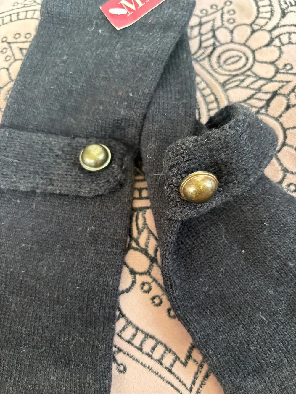 Merona Wool Black Knit Convertible Fingerless Gloves with Button Hand Warmers